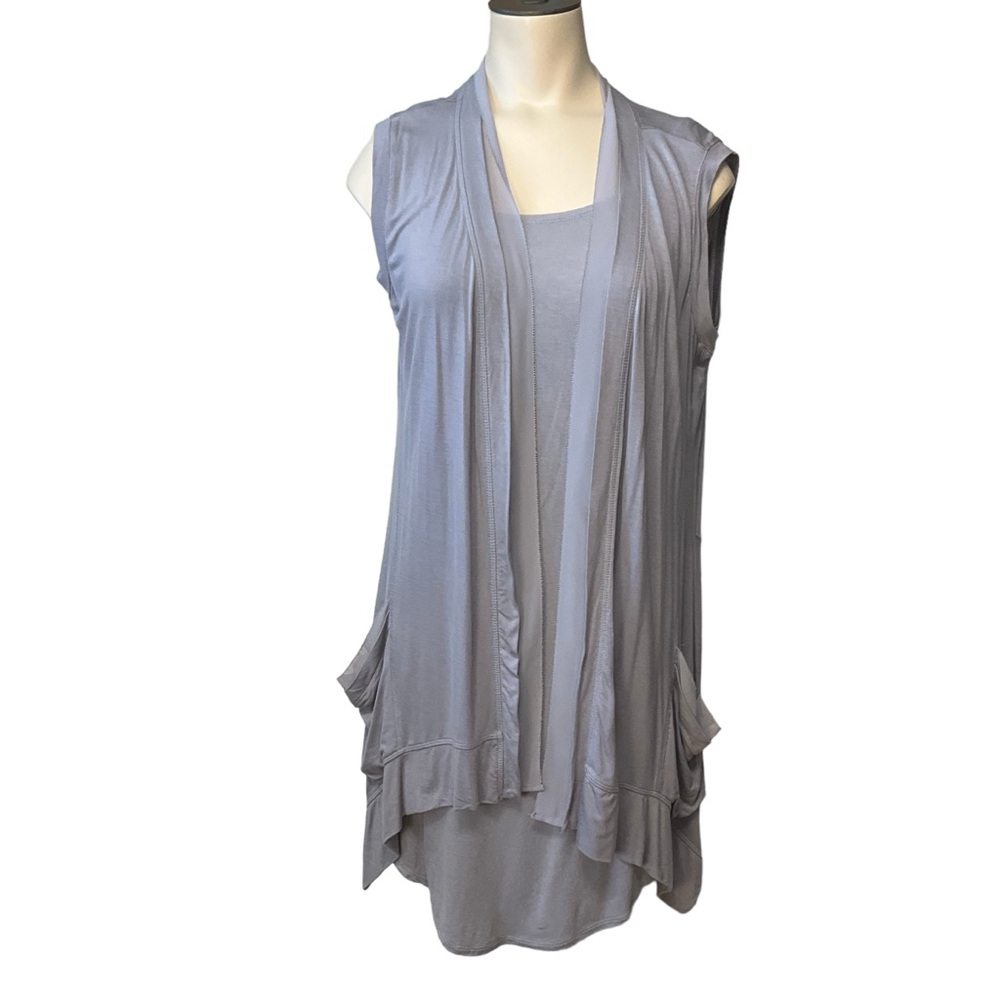 LOGO LORI GOLDSTEIN sz Small Tops 2 Piece Set Sleeveless Tunic Top + Jacket